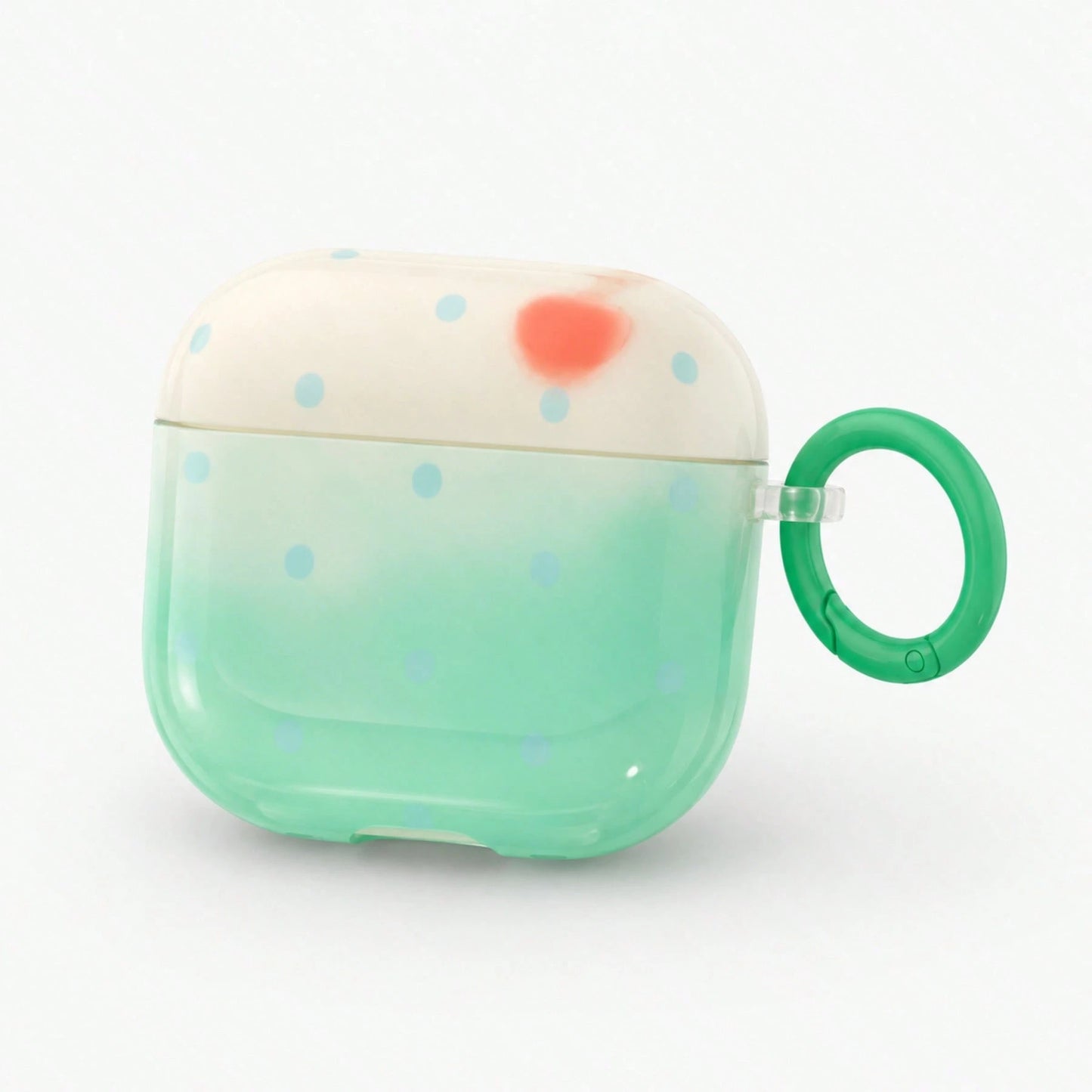 White & Green Polka Dot Contrast Color Apple Earphone Case With Ring, Compatible With AirPods Case 2/3/4/Pro/Pro2/Pro3, Anti-Drop Earphone Shell, Gift, Fashion Accessory, Combines Aesthetics And Pract