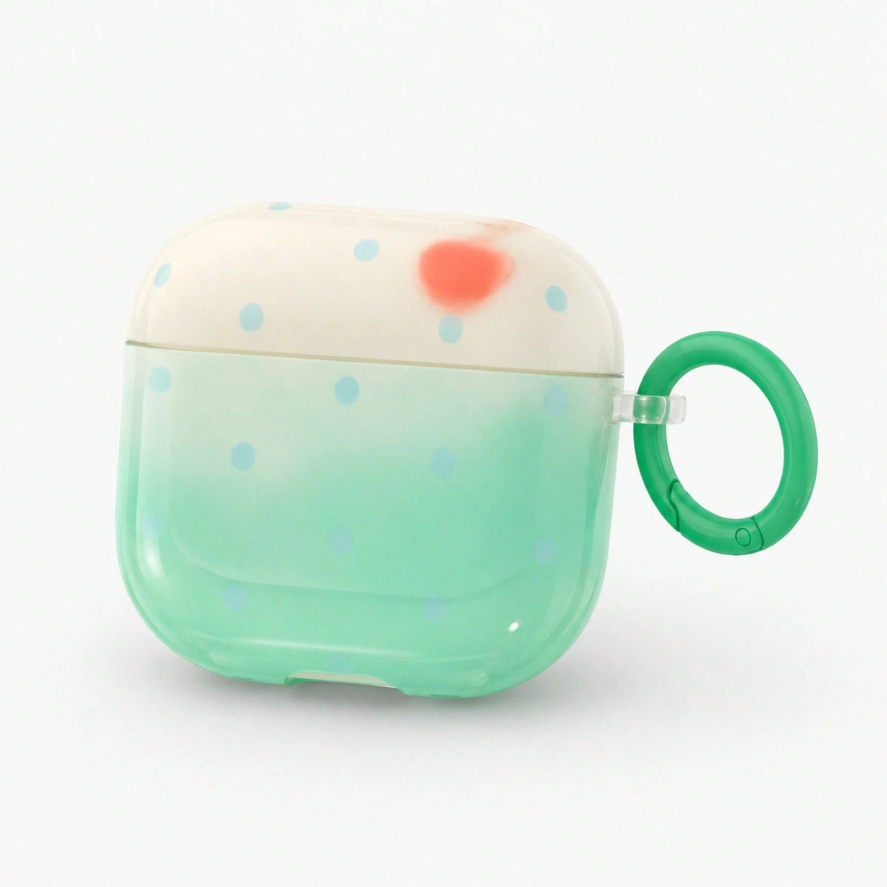 White & Green Polka Dot Contrast Color Apple Earphone Case With Ring, Compatible With AirPods Case 2/3/4/Pro/Pro2/Pro3, Anti-Drop Earphone Shell, Gift, Fashion Accessory, Combines Aesthetics And Pract
