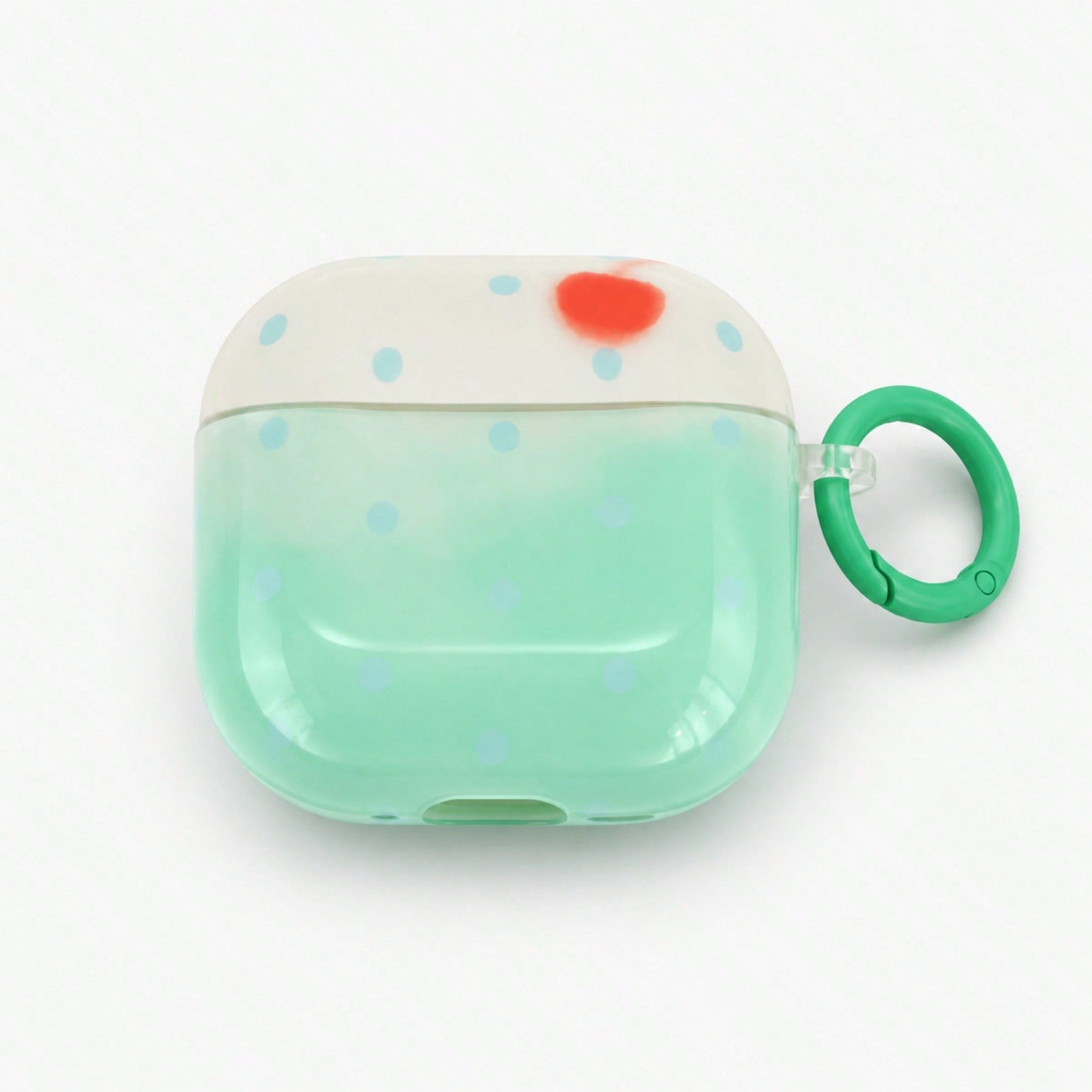 White & Green Polka Dot Contrast Color Apple Earphone Case With Ring, Compatible With AirPods Case 2/3/4/Pro/Pro2/Pro3, Anti-Drop Earphone Shell, Gift, Fashion Accessory, Combines Aesthetics And Pract