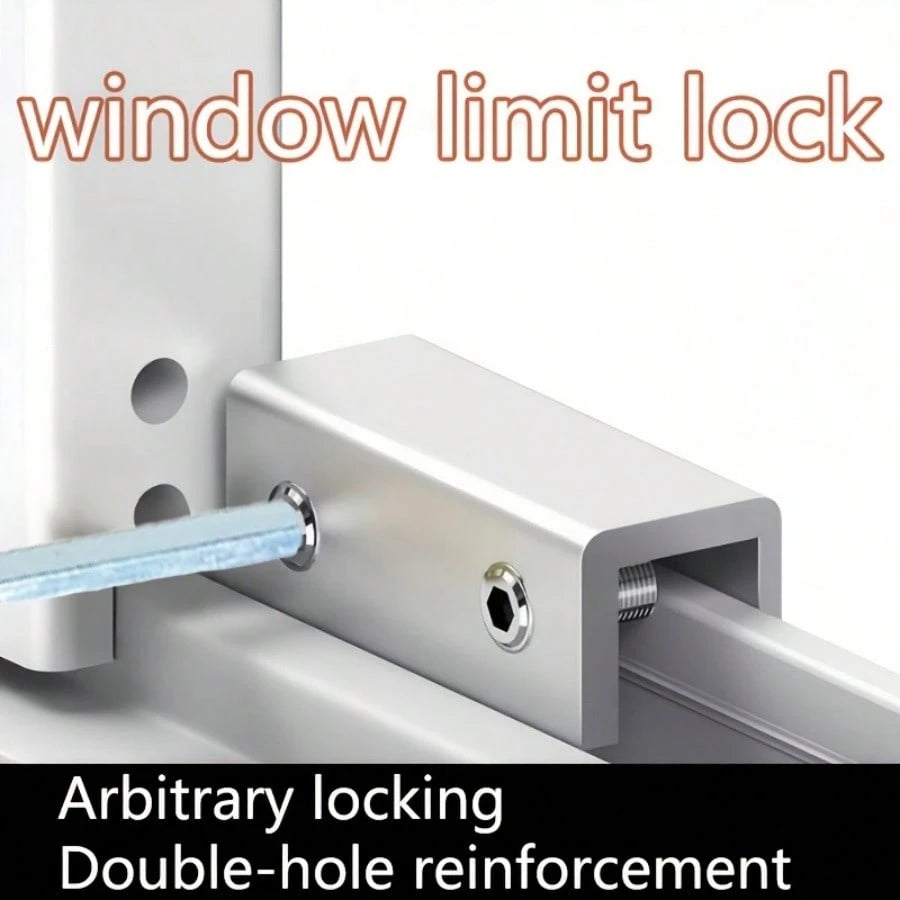 Window Lock Limiter, Adjustable Sliding Window Lock- Durable Material, With Black Heart-Shaped Key And Yellow Wrench, Drill-Free Installation, Door And Window Security Clip, Providing Home Security A