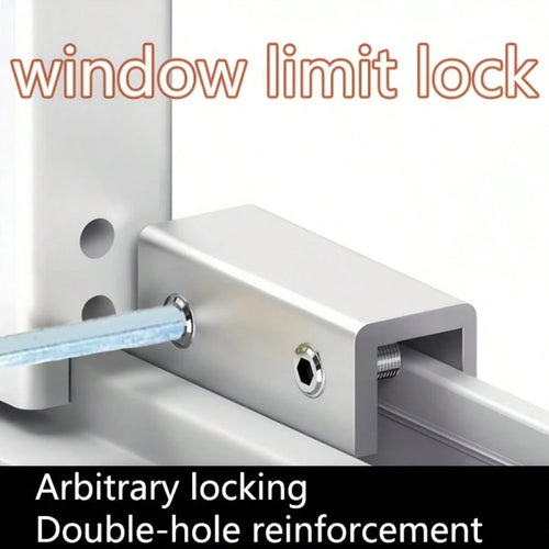 Window Lock Limiter, Adjustable Sliding Window Lock- Durable Material, With Black Heart-Shaped Key And Yellow Wrench, Drill-Free Installation, Door And Window Security Clip, Providing Home Security A
