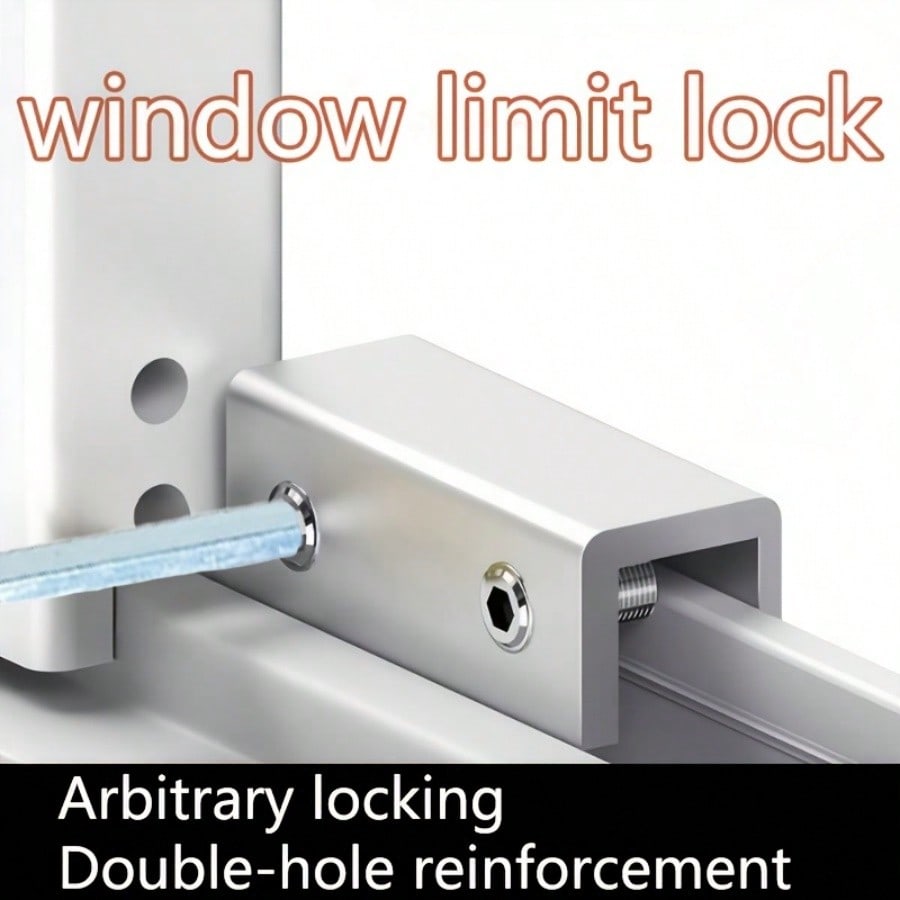 Window Lock Limiter, Adjustable Sliding Window Lock- Durable Material, With Black Heart-Shaped Key And Yellow Wrench, Drill-Free Installation, Door And Window Security Clip, Providing Home Security A