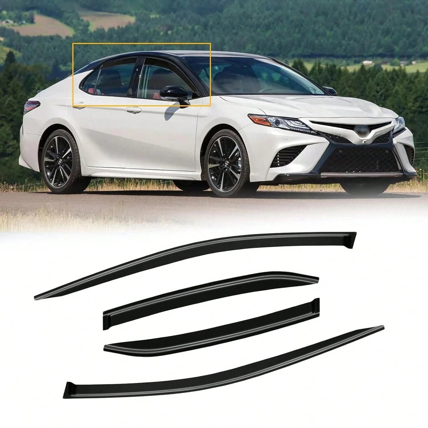 Window Rain Guards For 2018-2024 T-Oyota Camry, Window Visor Guard Vent Wind Shade Deflector Rain Shield Protector Sun Visor For 18-24 Camry 2019 2020 2021 2022 2023, UV Protection Rain Guard, Origina