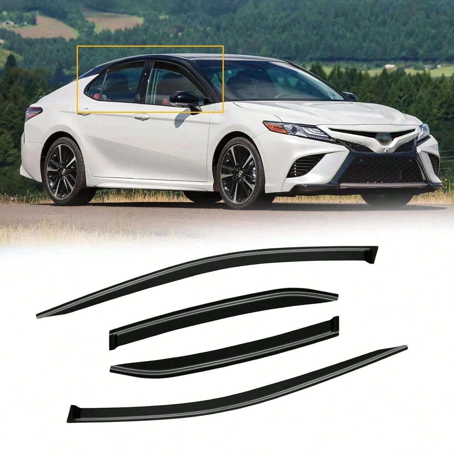Window Rain Guards For 2018-2024 T-Oyota Camry, Window Visor Guard Vent Wind Shade Deflector Rain Shield Protector Sun Visor For 18-24 Camry 2019 2020 2021 2022 2023, UV Protection Rain Guard, Origina