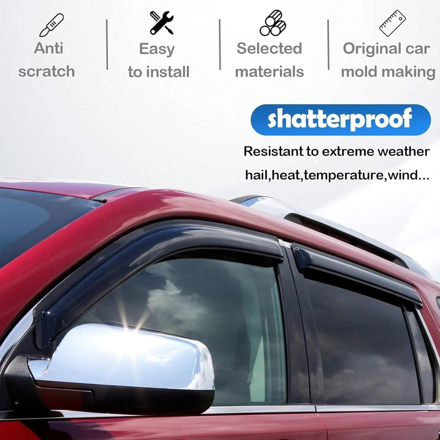Window Rain Guards For 2018-2024 T-Oyota Camry, Window Visor Guard Vent Wind Shade Deflector Rain Shield Protector Sun Visor For 18-24 Camry 2019 2020 2021 2022 2023, UV Protection Rain Guard, Origina