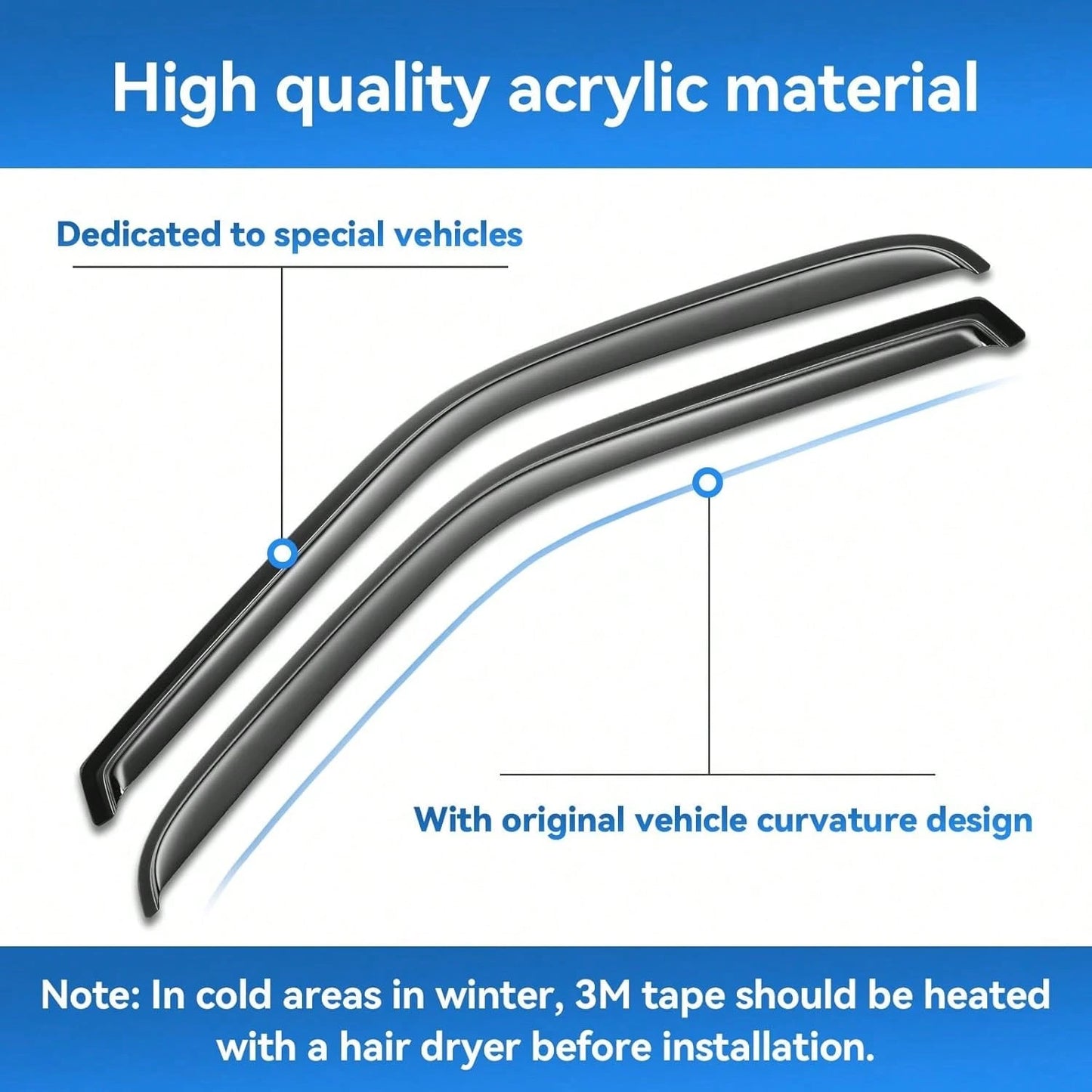 Window Rain Guards For 2018-2024 T-Oyota Camry, Window Visor Guard Vent Wind Shade Deflector Rain Shield Protector Sun Visor For 18-24 Camry 2019 2020 2021 2022 2023, UV Protection Rain Guard, Origina