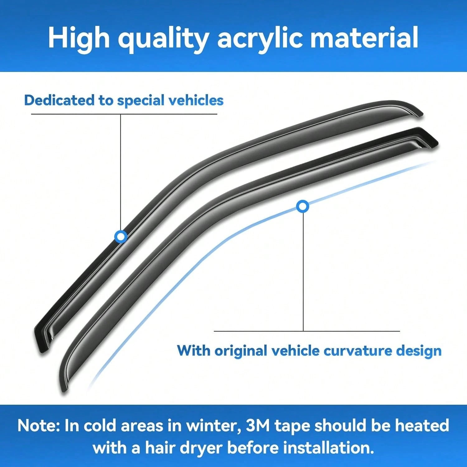 Window Rain Guards For 2018-2024 T-Oyota Camry, Window Visor Guard Vent Wind Shade Deflector Rain Shield Protector Sun Visor For 18-24 Camry 2019 2020 2021 2022 2023, UV Protection Rain Guard, Origina