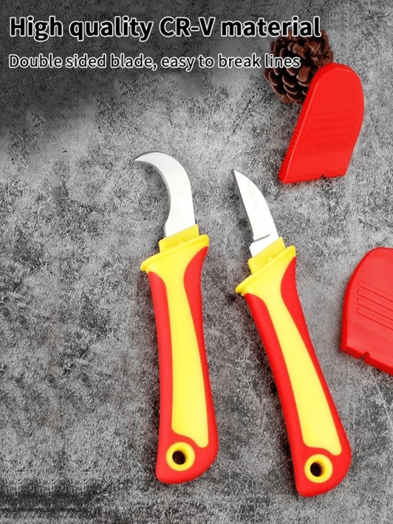 Wire Stripper, Electrician Knife, Insulated Cable Stripping Cutter, Straight Handle Hooked Fixed Blade Stripping Pliers, Manual Wire Stripping Tool