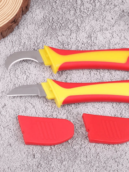 Wire Stripper, Electrician Knife, Insulated Cable Stripping Cutter, Straight Handle Hooked Fixed Blade Stripping Pliers, Manual Wire Stripping Tool
