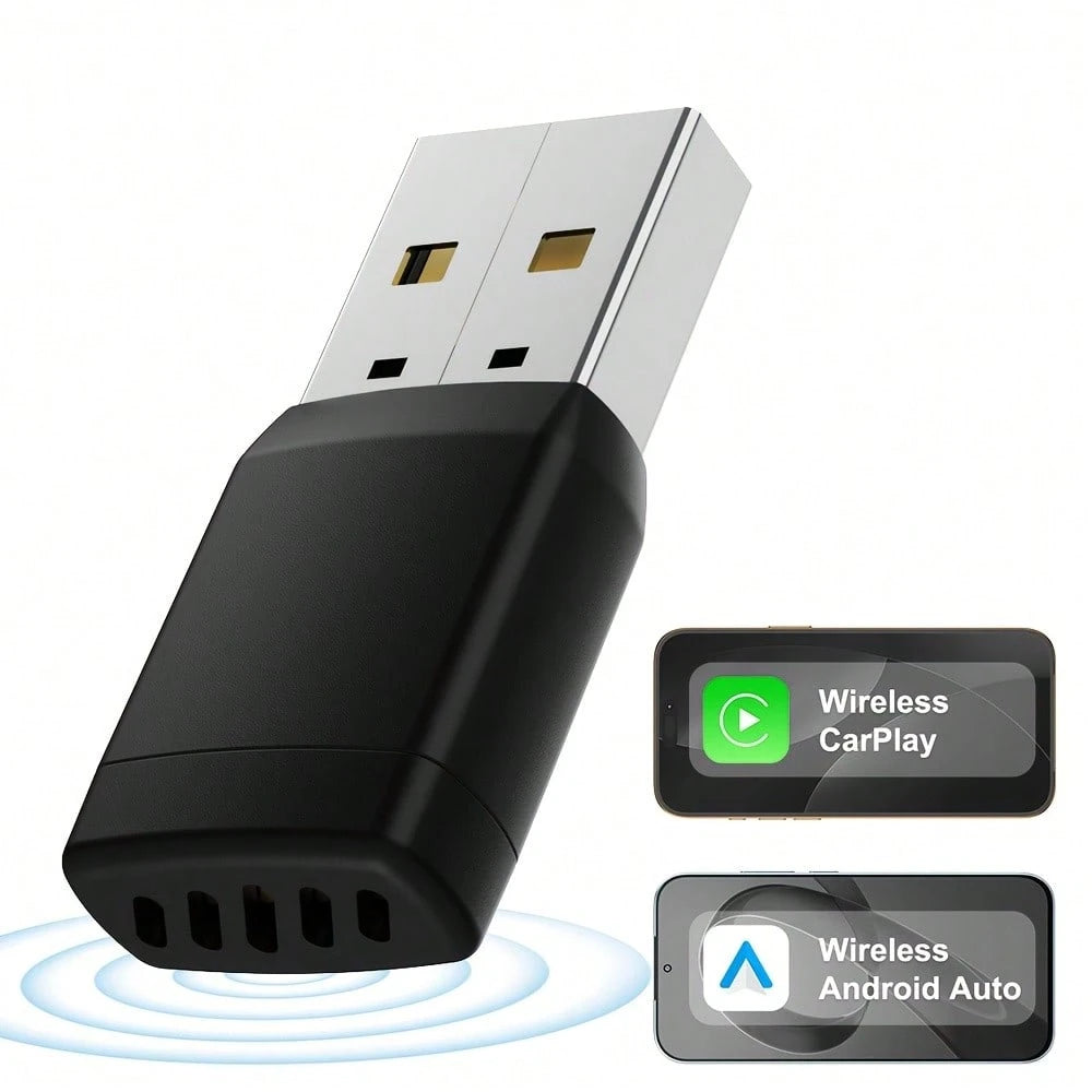 Wireless CarPlay & Android Auto Adapter – 5GHz Wi-Fi 6 & Bluetooth 5.2 Dongle, Plug & Play, Auto Connection In Under 5 Seconds, Compact Design, No Messy Cables, For Factory Wired CarPlay Vehicles
