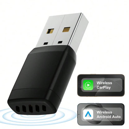Wireless CarPlay & Android Auto Adapter – 5GHz Wi-Fi 6 & Bluetooth 5.2 Dongle, Plug & Play, Auto Connection In Under 5 Seconds, Compact Design, No Messy Cables, For Factory Wired CarPlay Vehicles