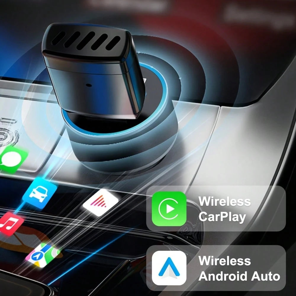 Wireless CarPlay & Android Auto Adapter – 5GHz Wi-Fi 6 & Bluetooth 5.2 Dongle, Plug & Play, Auto Connection In Under 5 Seconds, Compact Design, No Messy Cables, For Factory Wired CarPlay Vehicles