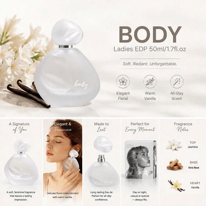Wish BODY 1.7 Fl Oz Women's Perfume – Vanilla & Jasmine Musk – Praline Orris – Vanilla Cacao – Designer Inspired Creamy Scent – Long Lasting For Everyday, Gift For Her – Ideal For Girlfriend, Best Fri
