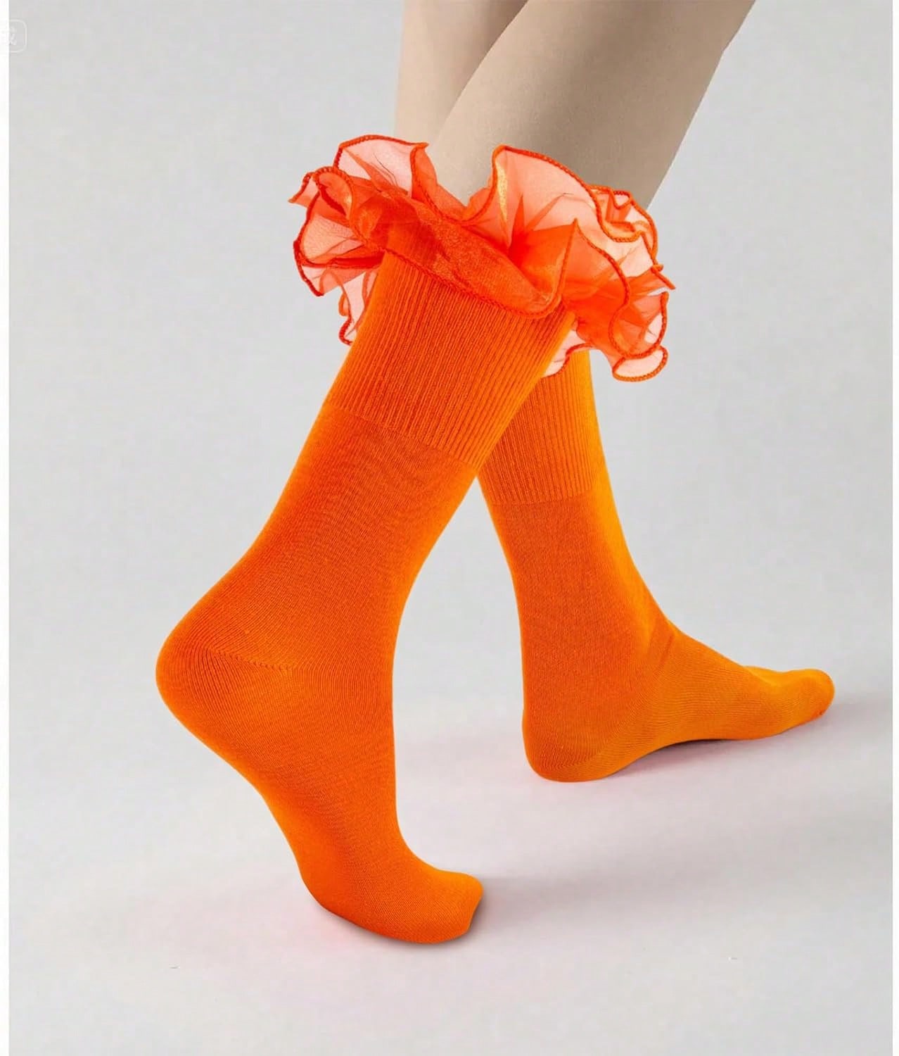 Women Big Ruffle Ankle Socks Adult Double Lace Frilly Socks Fold Cuff Cotton Ruffled Dress Crew Bride Sock