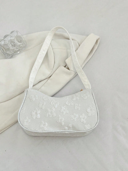 Women Daily Wear Solid Color Lightweight Luxury Casual Shoulder Bag, White Bag