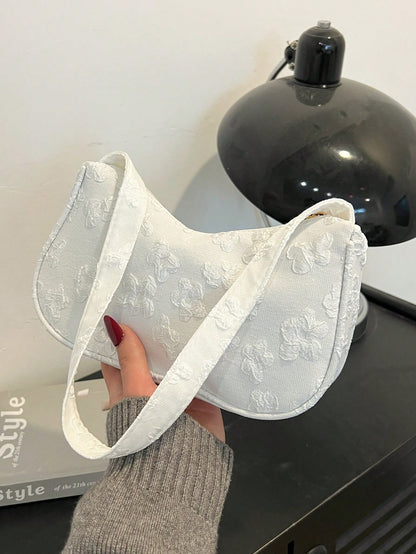 Women Daily Wear Solid Color Lightweight Luxury Casual Shoulder Bag, White Bag
