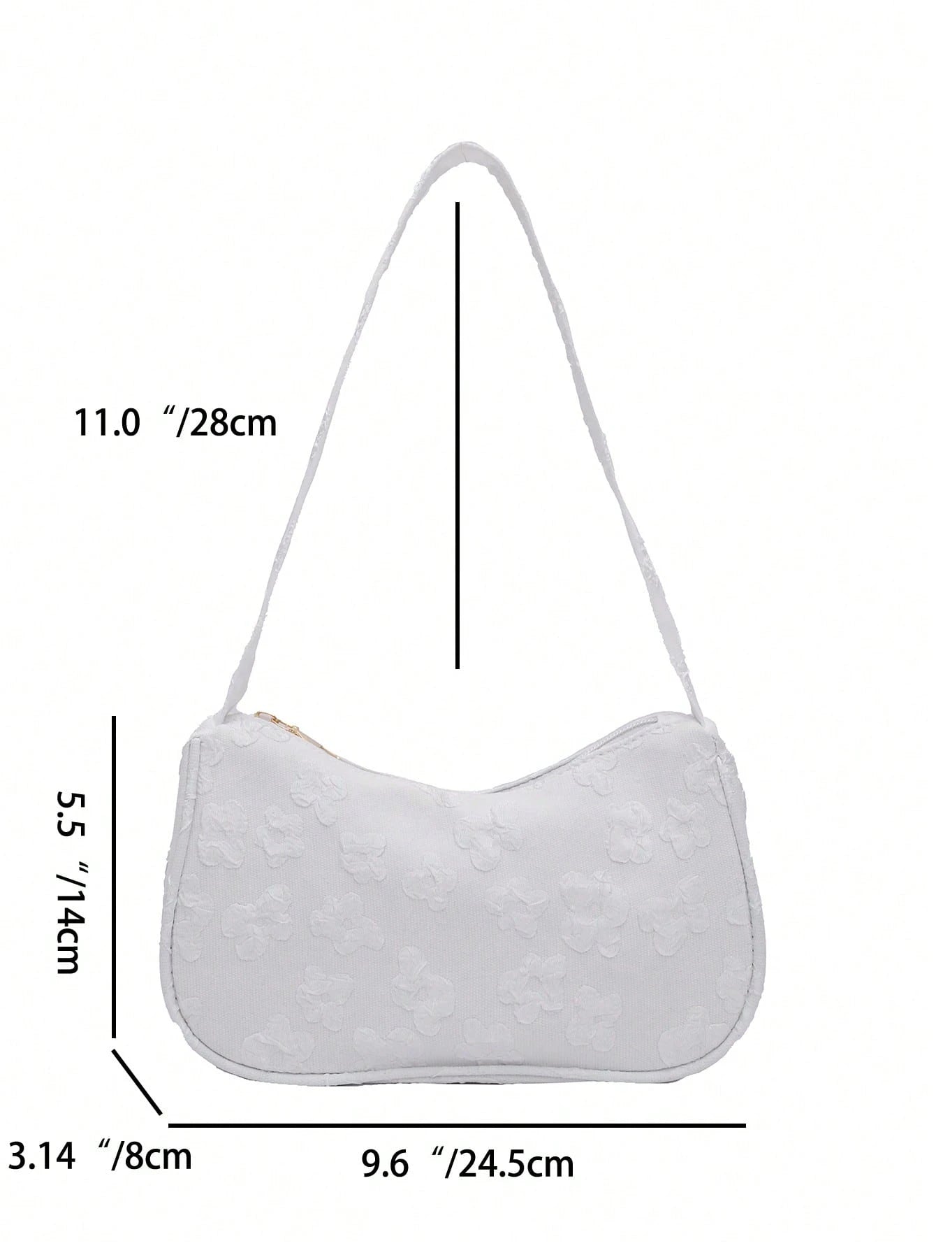 Women Daily Wear Solid Color Lightweight Luxury Casual Shoulder Bag, White Bag
