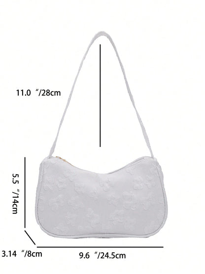 Women Daily Wear Solid Color Lightweight Luxury Casual Shoulder Bag, White Bag