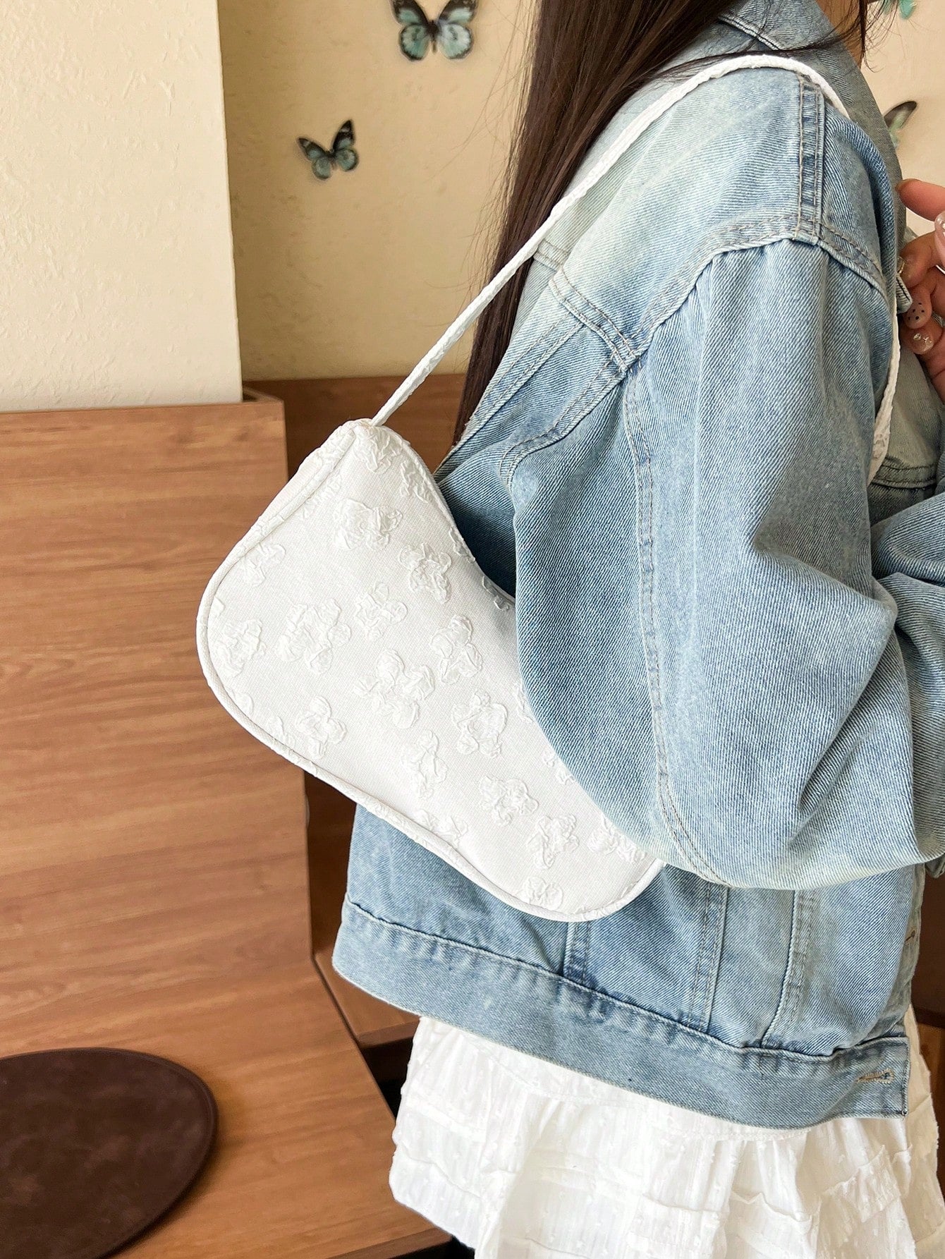 Women Daily Wear Solid Color Lightweight Luxury Casual Shoulder Bag, White Bag