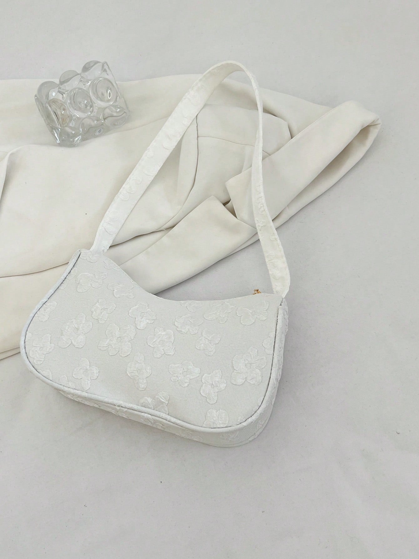 Women Daily Wear Solid Color Lightweight Luxury Casual Shoulder Bag, White Bag