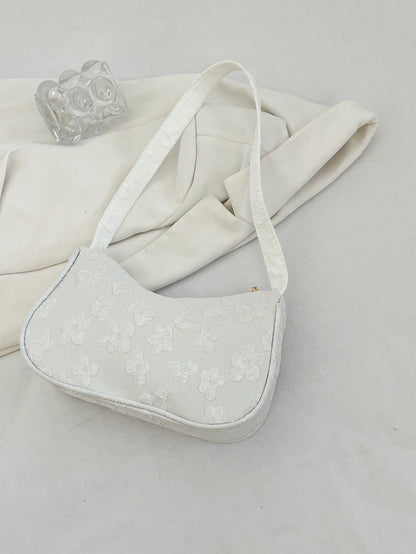 Women Daily Wear Solid Color Lightweight Luxury Casual Shoulder Bag, White Bag