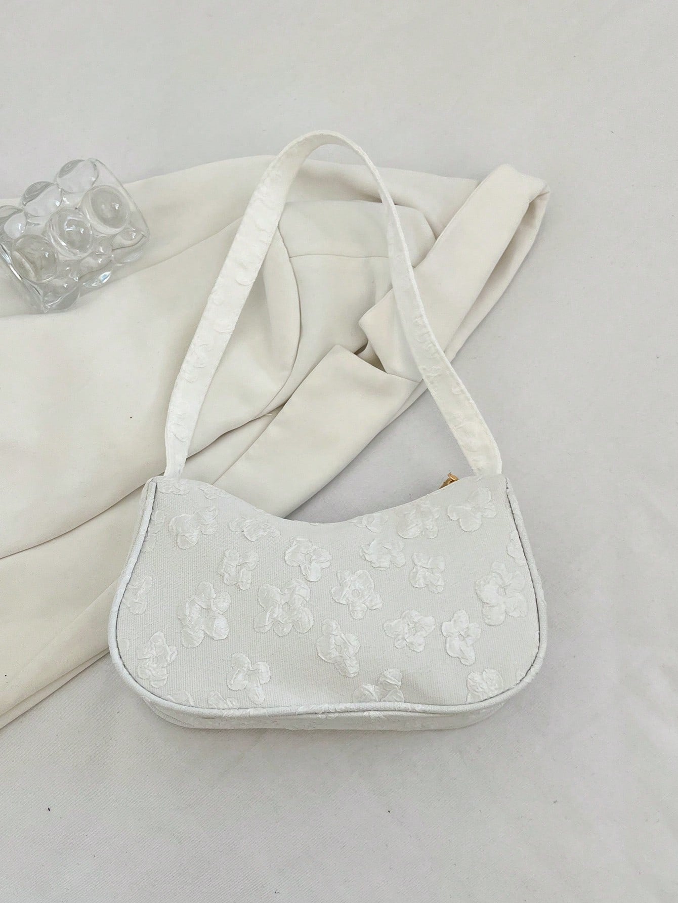 Women Daily Wear Solid Color Lightweight Luxury Casual Shoulder Bag, White Bag