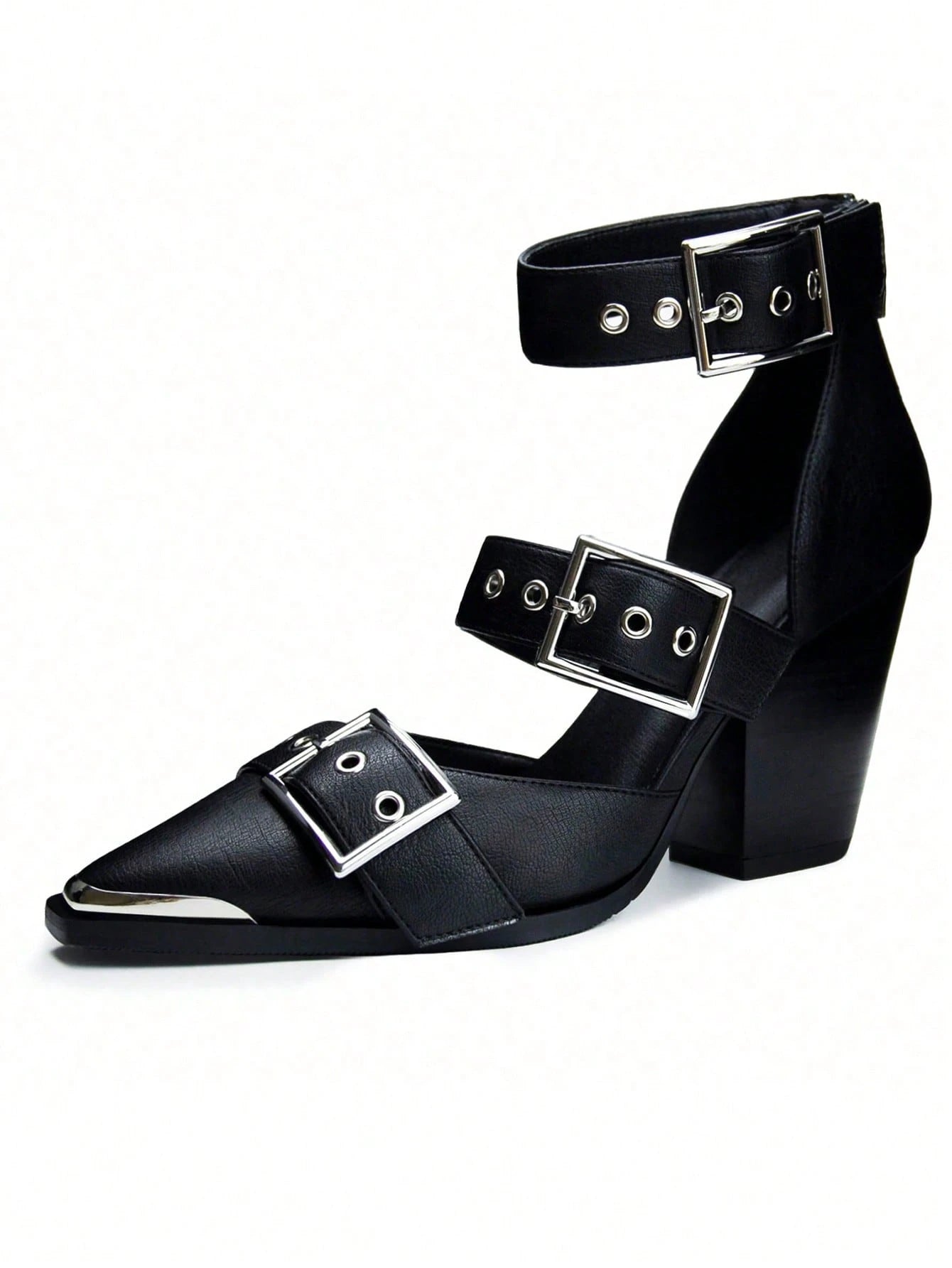Women's Chunky Heel Sandals Boots Pointed Toe Strappy Roman Style Heels Comfort Zipper Heels For Outfits Summer Holiday Wedding Dress