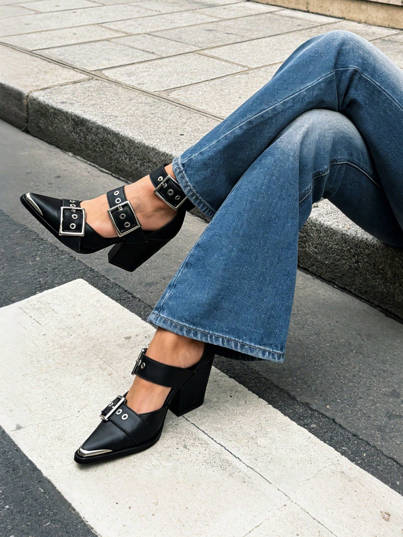 Women's Chunky Heel Sandals Boots Pointed Toe Strappy Roman Style Heels Comfort Zipper Heels For Outfits Summer Holiday Wedding Dress
