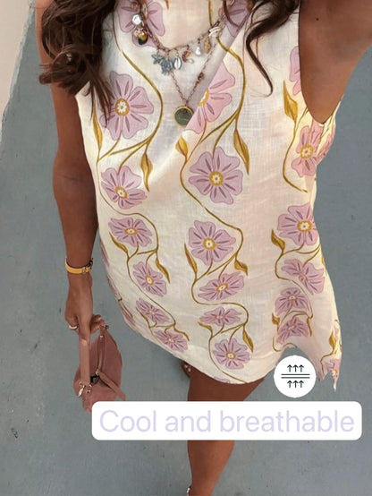 Women's Fashionable Floral Print Short Vacation Dress