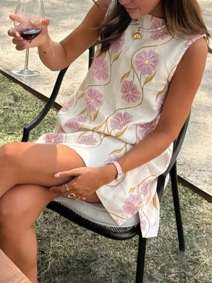 Women's Fashionable Floral Print Short Vacation Dress