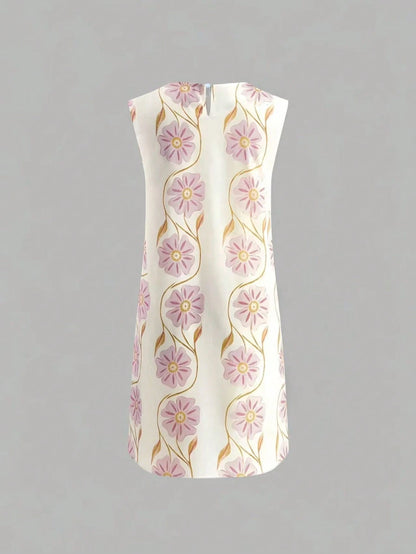 Women's Fashionable Floral Print Short Vacation Dress