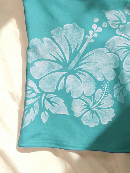 Women's Floral Print Short Camisole Tank Top, Beach Club Casual