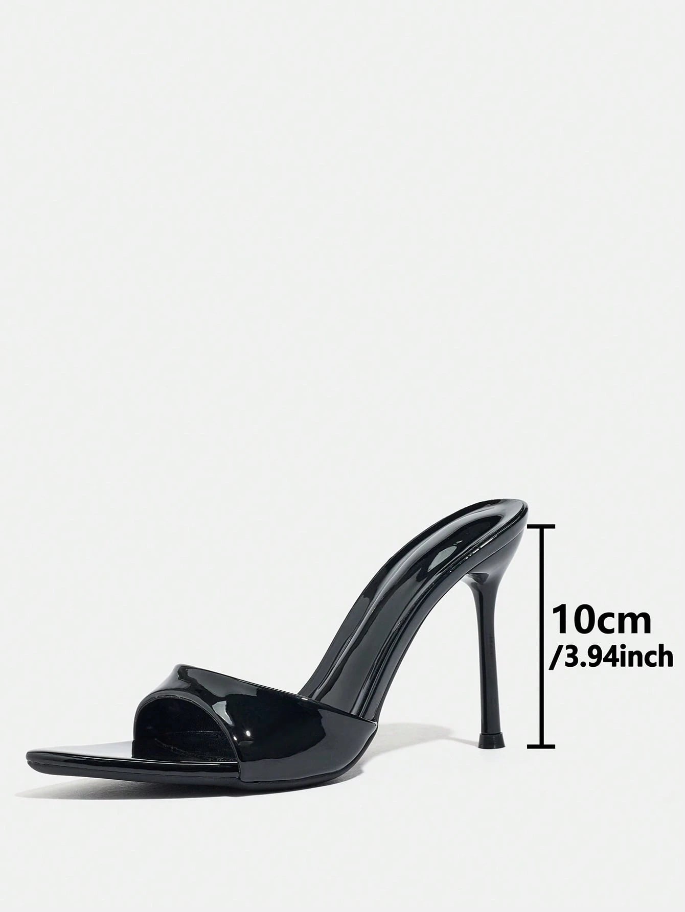 Women's High Heel Mirror, Summer Sandals, Cinched Waist Strap Pointed Toe Electroplated Black Thin High Heel Sandals, Elegant Fashion High Heels