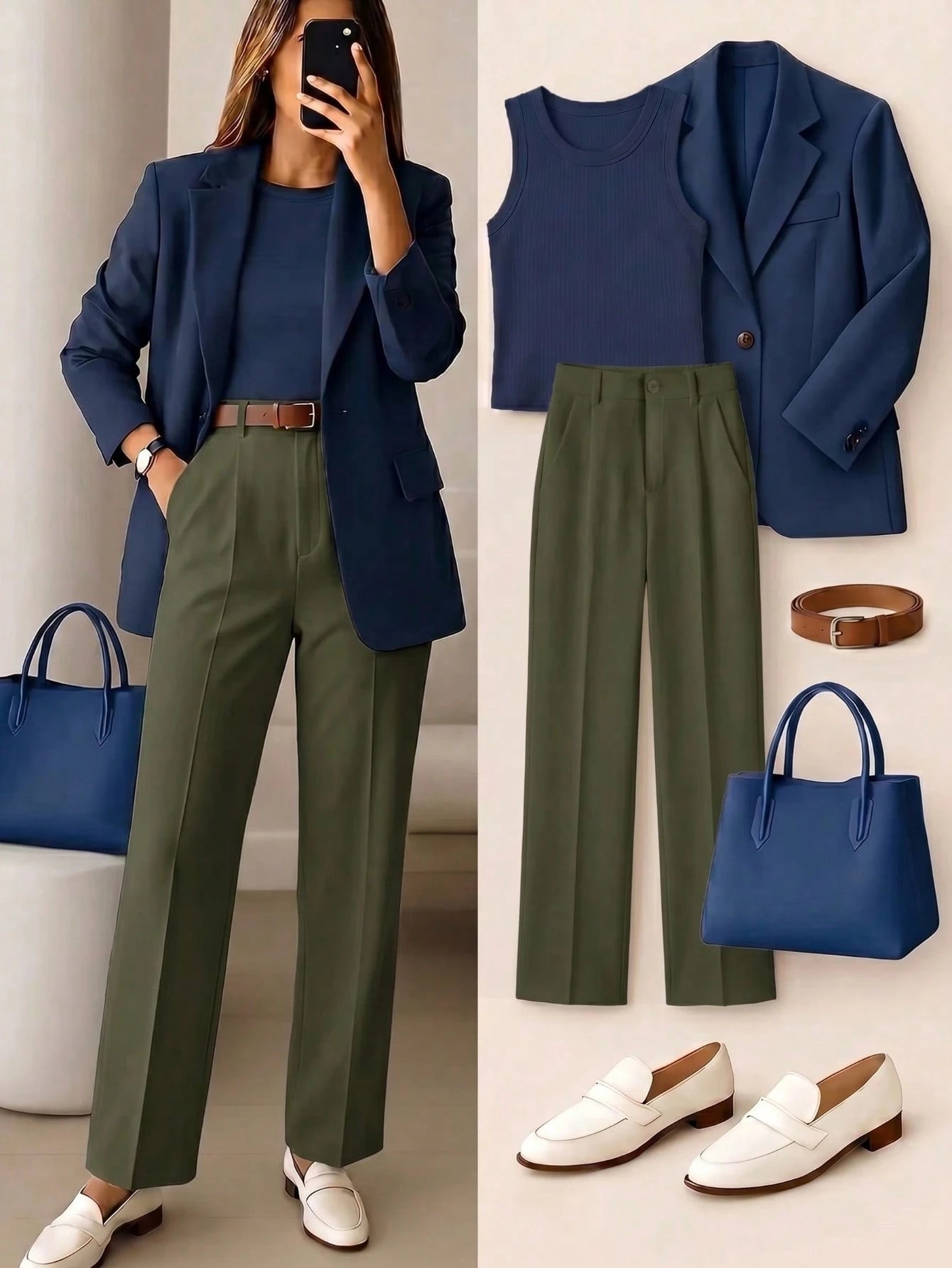 Women's High Waist White Pants, Minimalist Fashion, Y2K Style Commuter, Comfortable Slim Fit Versatile (Accessories Not Included)