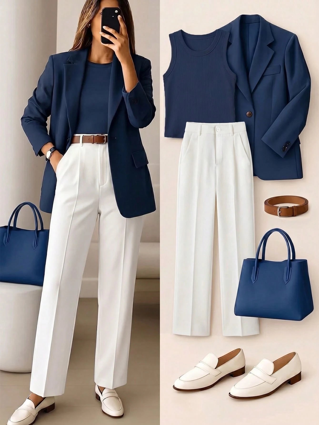 Women's High-Waisted Khaki Long Pants, Minimalist Fashionable Commuter Y2K Style, Comfortable Slim Fit Versatile (Accessories Not Included), Office Siren