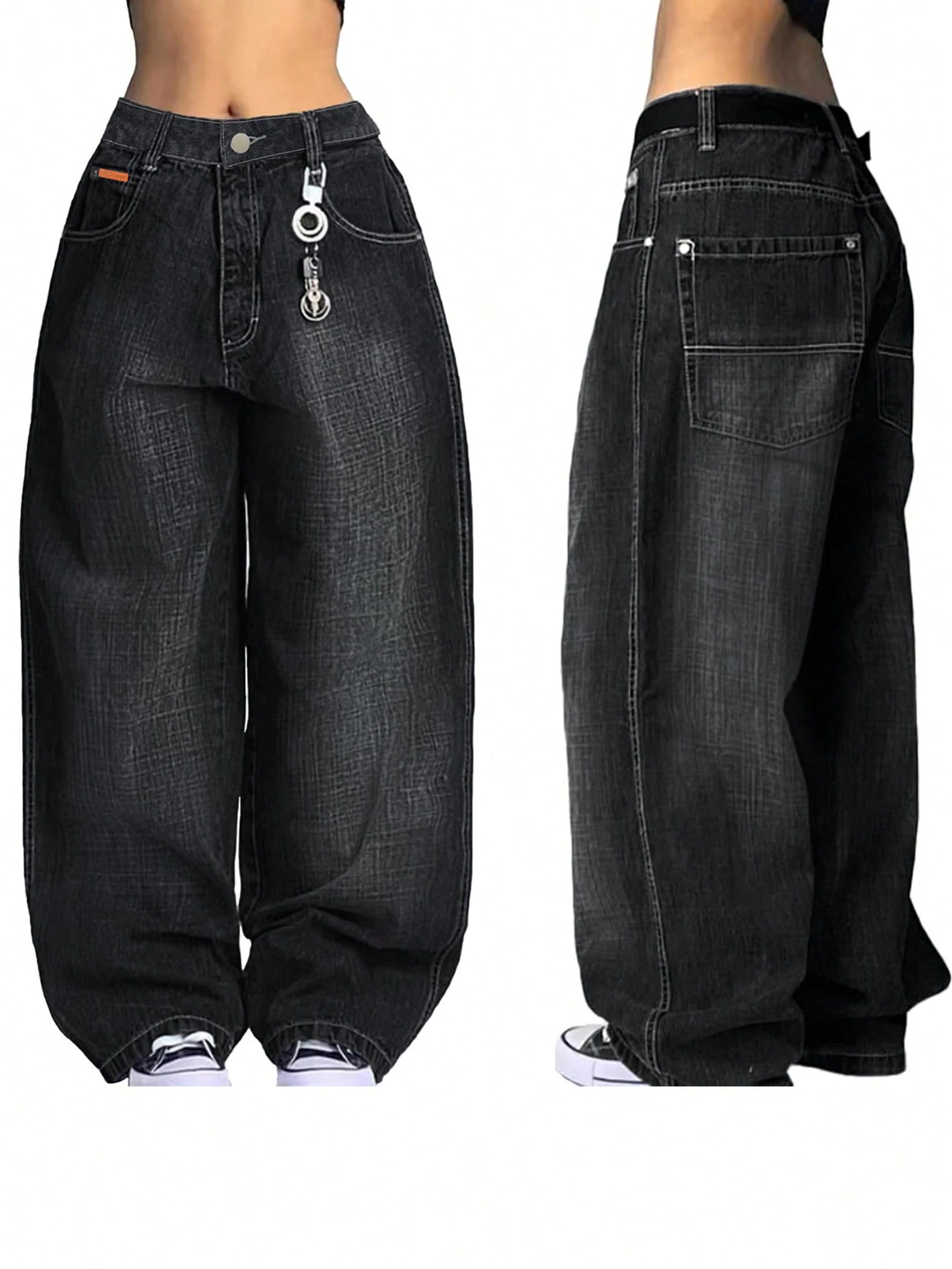Women's Hip Hop Baggy Jeans Wide Leg Mid-Low Waist Jeans Loose Boyfriends Jeans 90s Vintage Denim Pants For Back To School