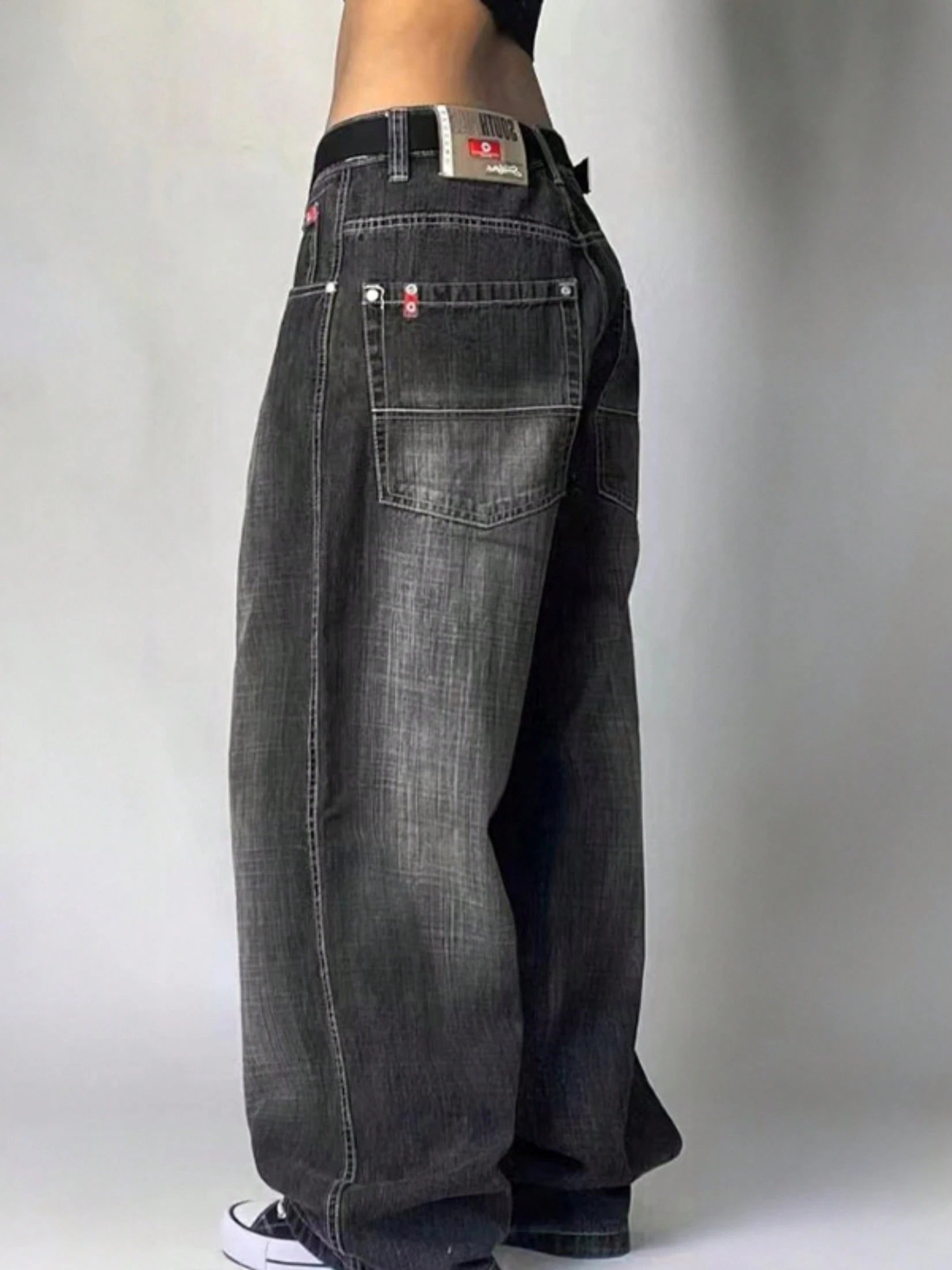 Women's Hip Hop Baggy Jeans Wide Leg Mid-Low Waist Jeans Loose Boyfriends Jeans 90s Vintage Denim Pants For Back To School