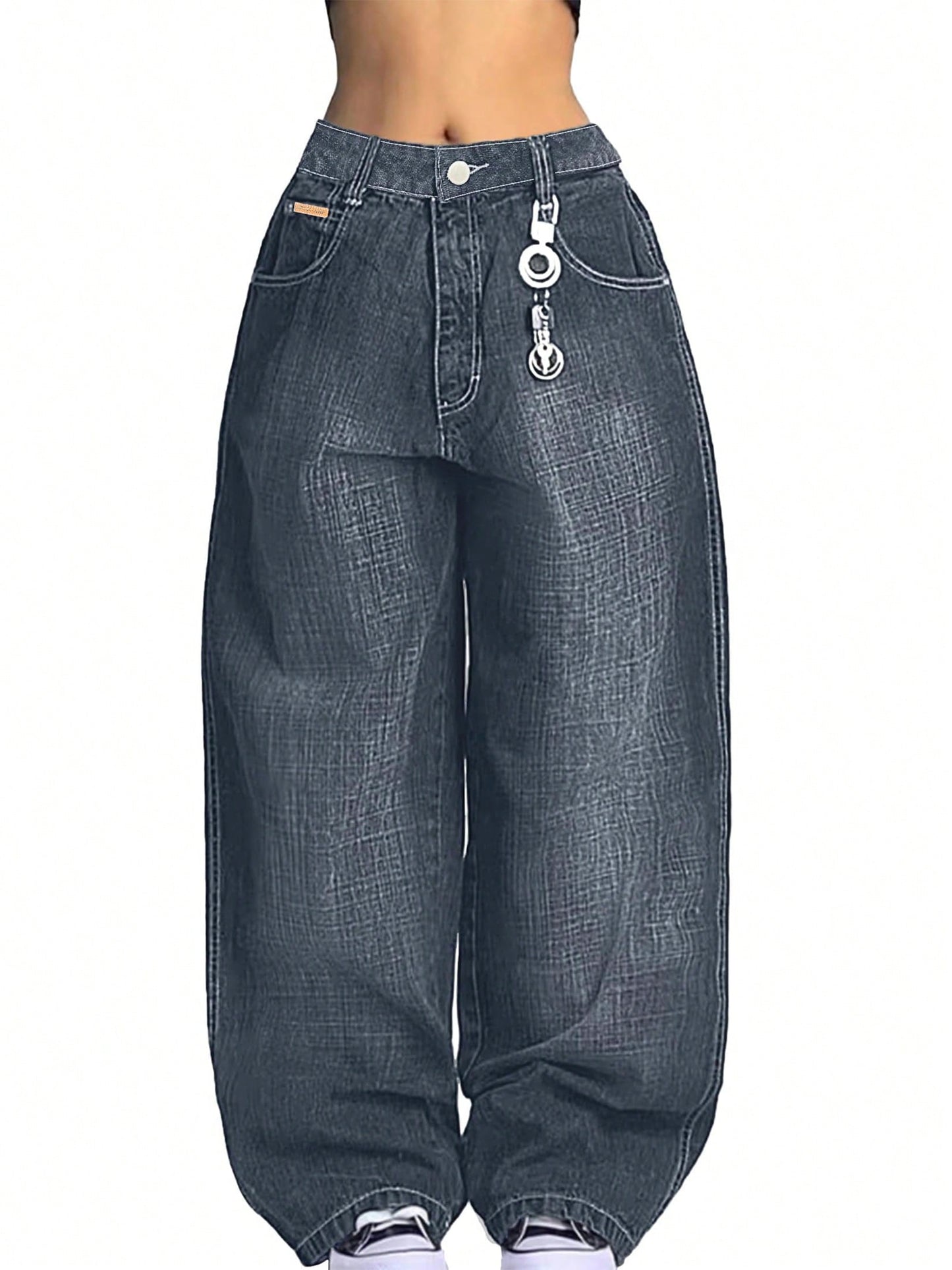 Women's Hip Hop Baggy Jeans Wide Leg Mid-Low Waist Jeans Loose Boyfriends Jeans 90s Vintage Denim Pants For Back To School