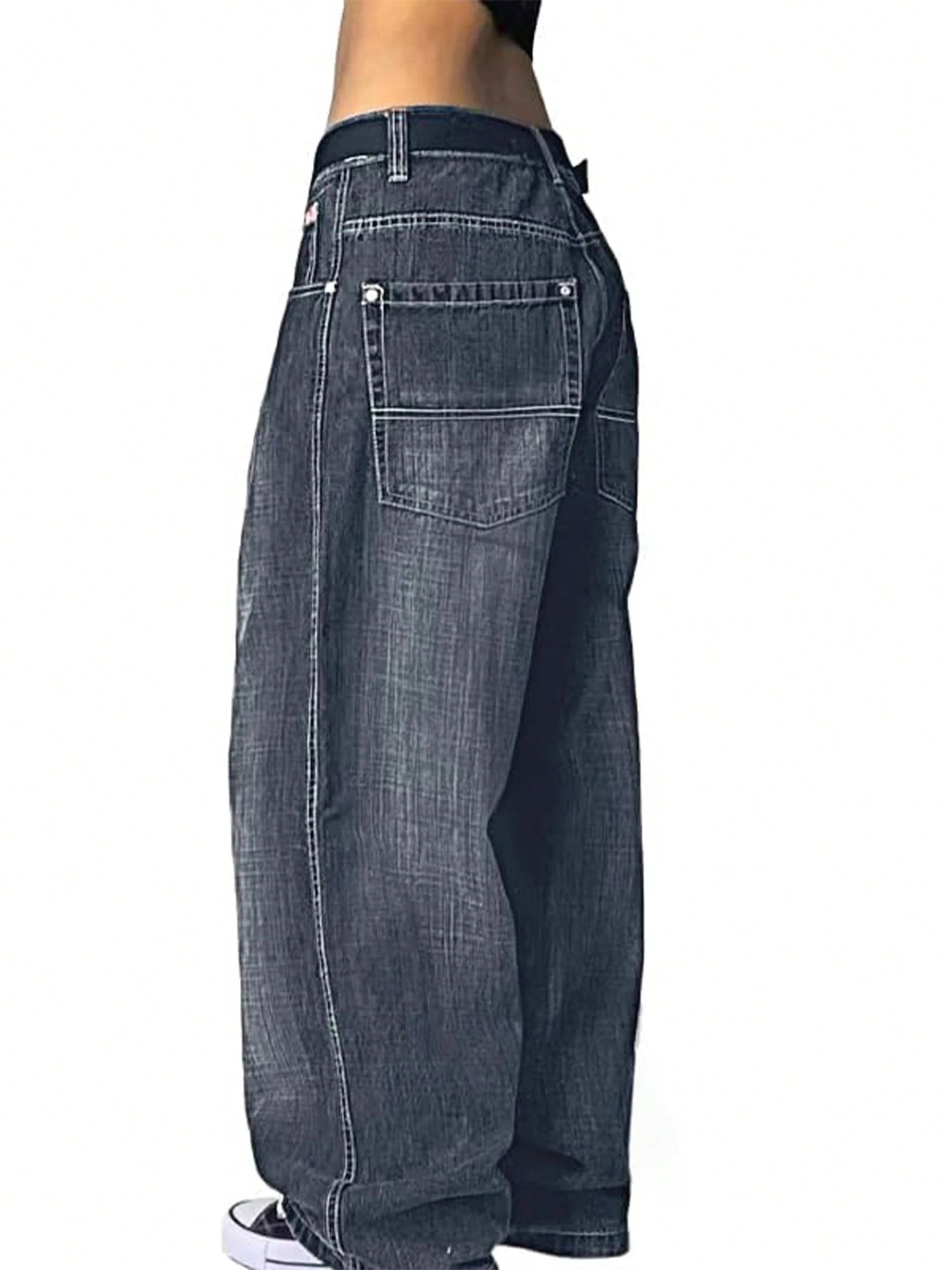 Women's Hip Hop Baggy Jeans Wide Leg Mid-Low Waist Jeans Loose Boyfriends Jeans 90s Vintage Denim Pants For Back To School