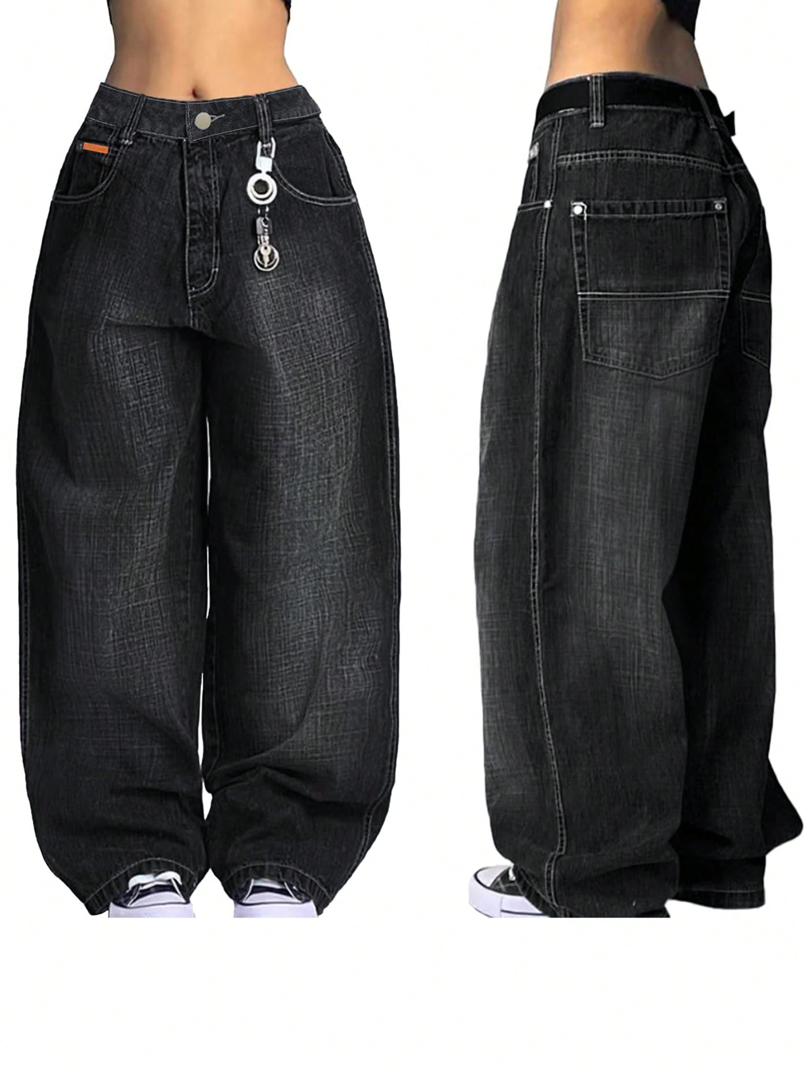 Women's Hip Hop Baggy Jeans Wide Leg Mid-Low Waist Jeans Loose Boyfriends Jeans 90s Vintage Denim Pants For Back To School