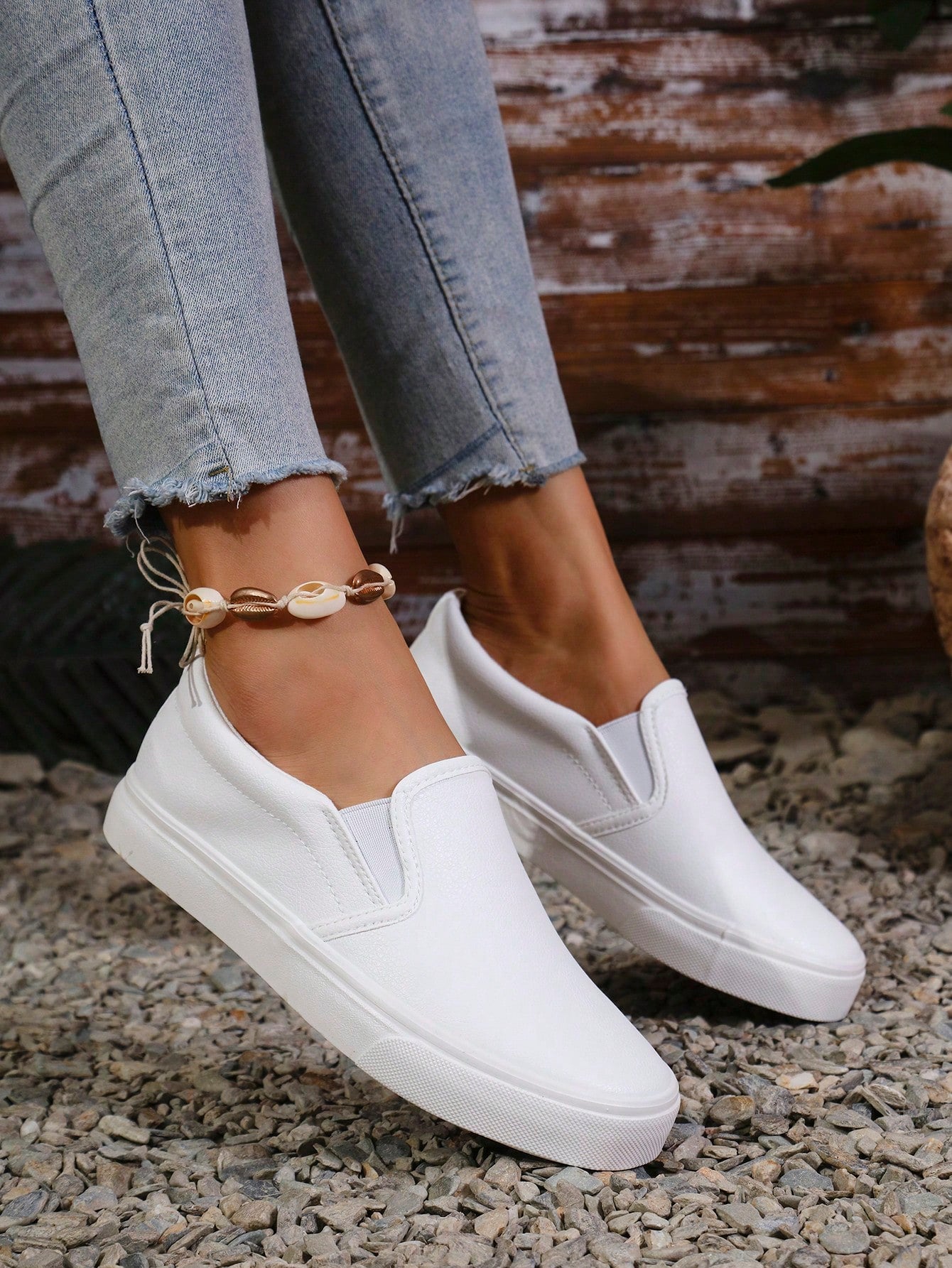 Women's Leather Slip-On Loafers, Walking Shoes, Fashionable Casual Shoes