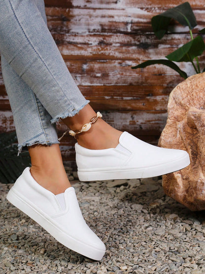 Women's Leather Slip-On Loafers, Walking Shoes, Fashionable Casual Shoes