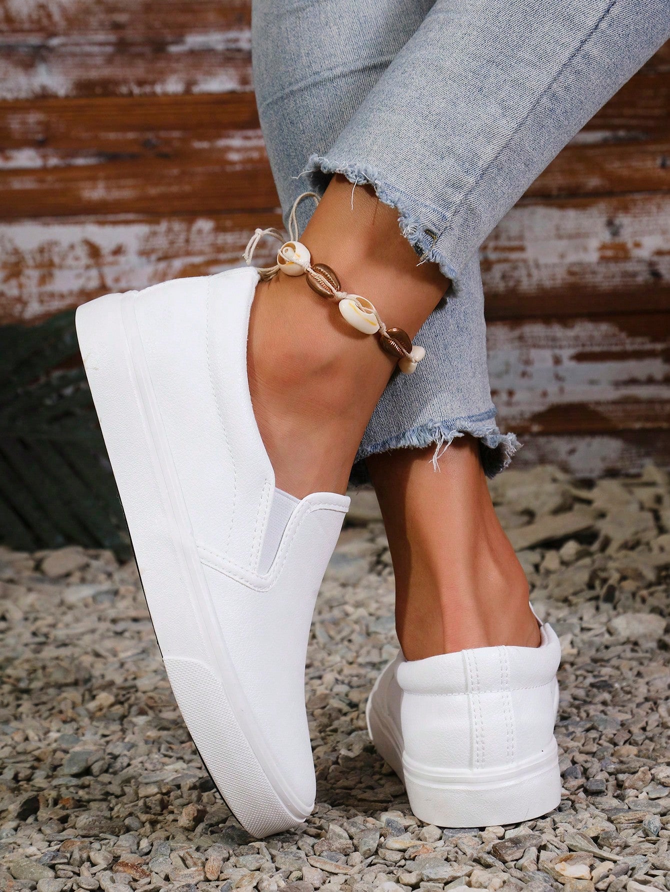 Women's Leather Slip-On Loafers, Walking Shoes, Fashionable Casual Shoes
