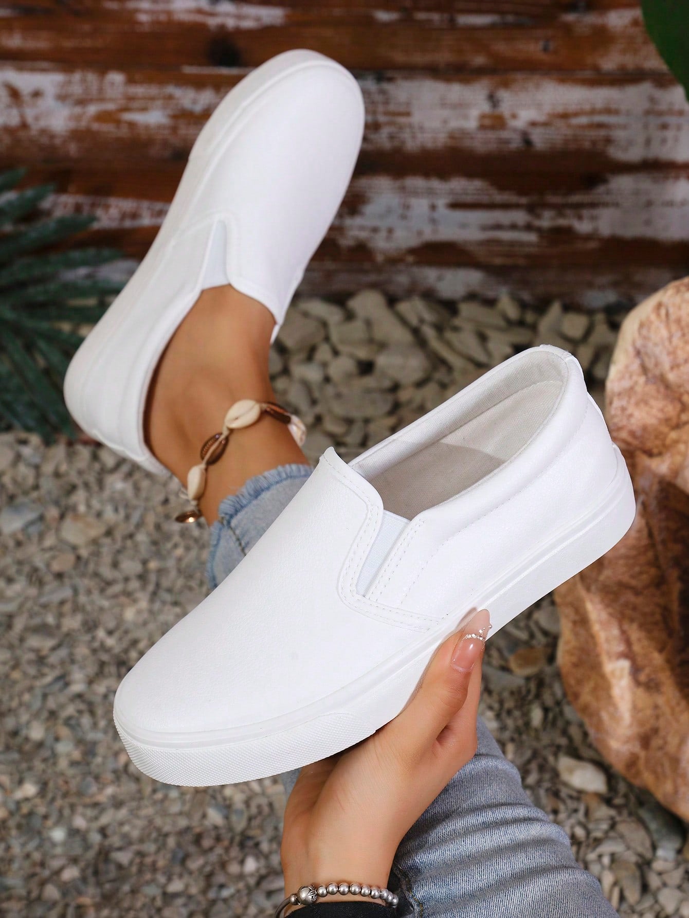Women's Leather Slip-On Loafers, Walking Shoes, Fashionable Casual Shoes