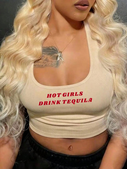 Women's Letter Printed Casual Daily Summer Tank Top Graphic Tees Women Tops