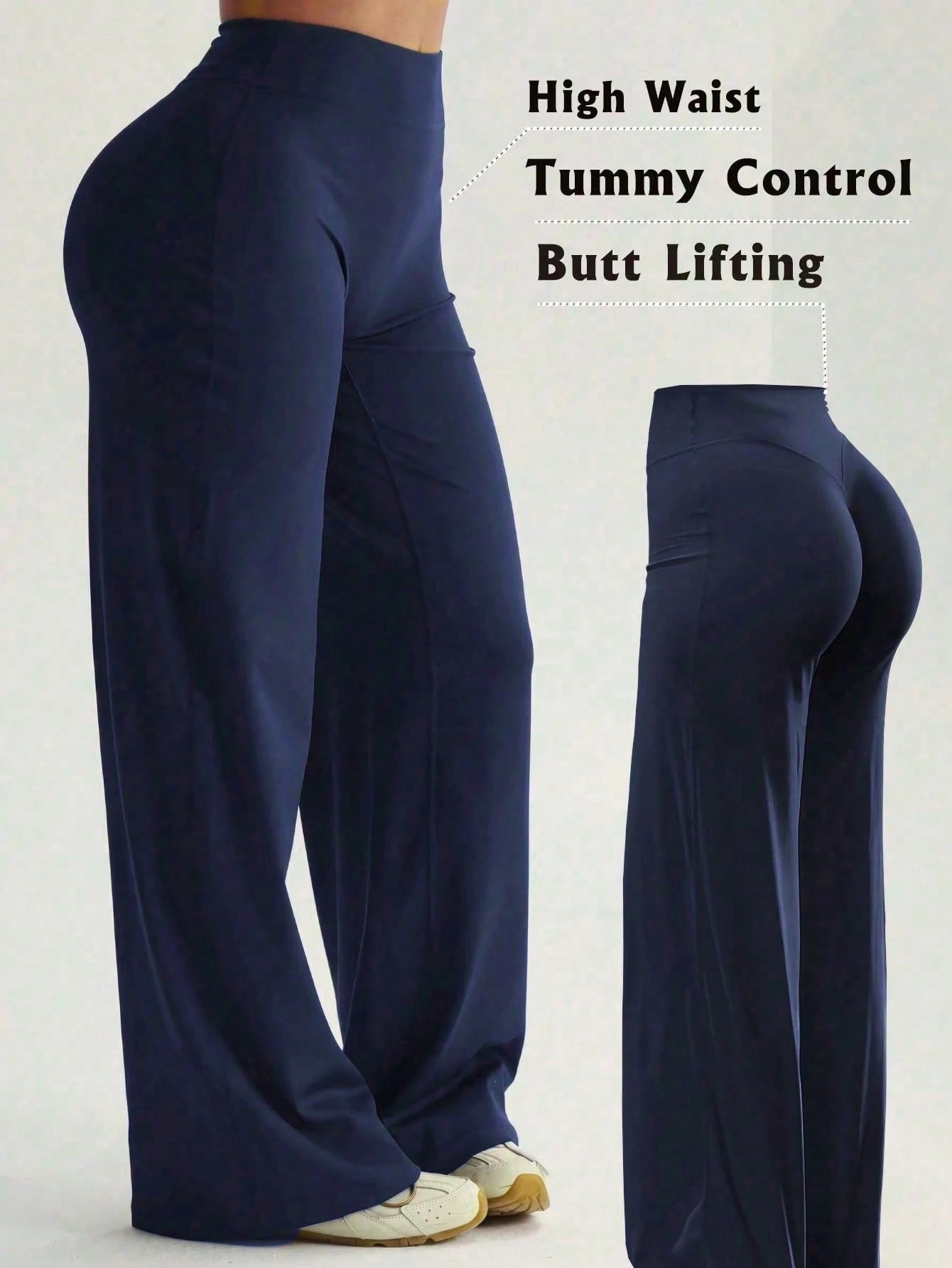 Women's Minimalist High Waist Sports Fitness Running Wide Leg Pants, Comfortable Casual Leggings, High Stretch Flared Commuting Yoga Trousers