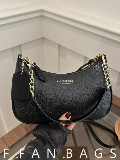 Women's New Fashion Underarm Bag, Shoulder Handbag, High-Quality Lychee Grain Texture, PU Material, Office Small Bag