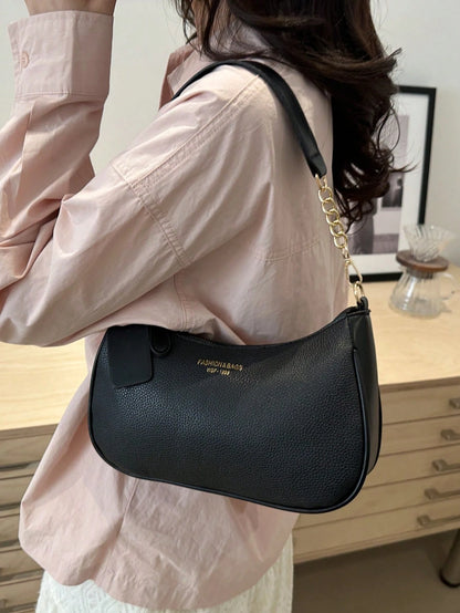 Women's New Fashion Underarm Bag, Shoulder Handbag, High-Quality Lychee Grain Texture, PU Material, Office Small Bag