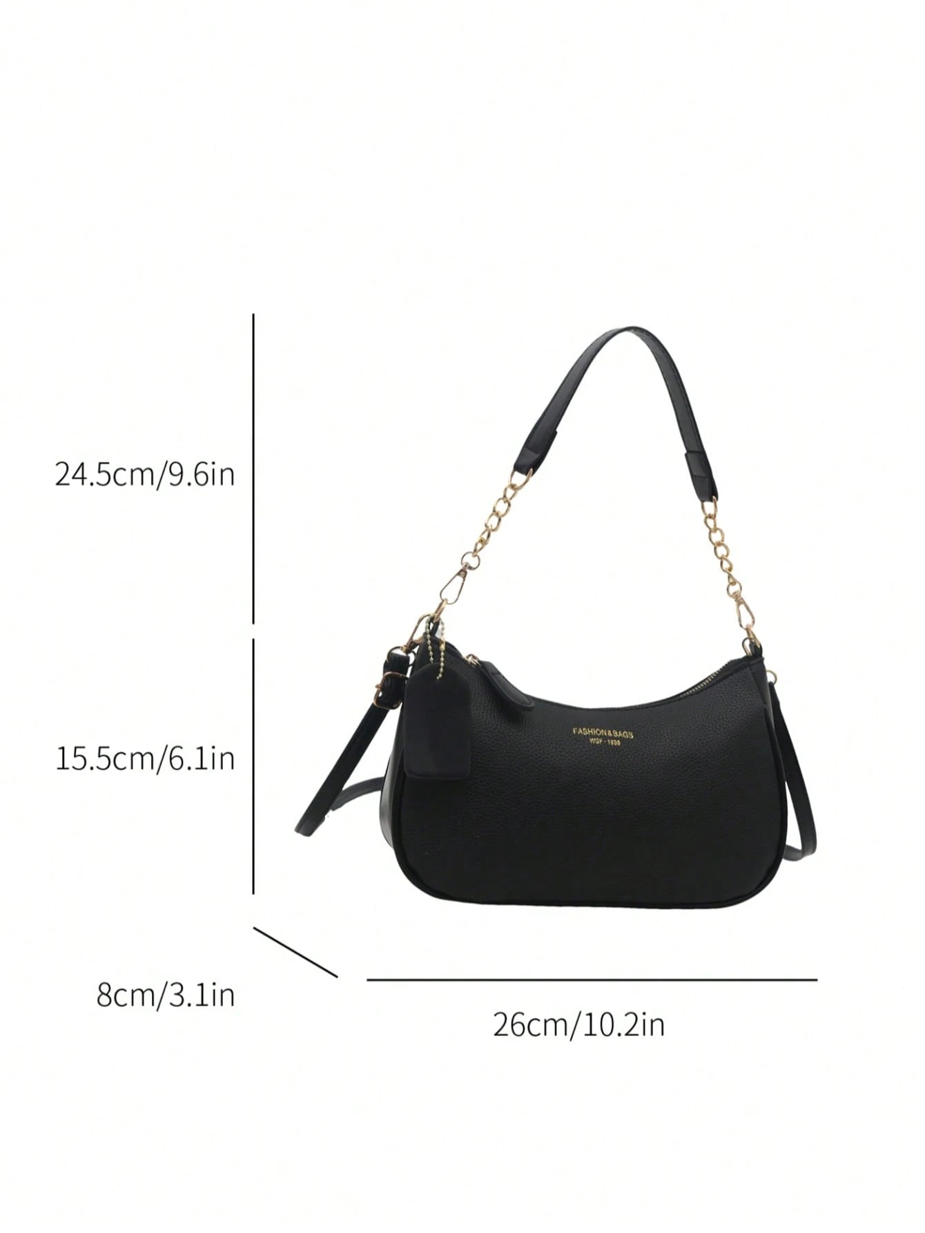 Women's New Fashion Underarm Bag, Shoulder Handbag, High-Quality Lychee Grain Texture, PU Material, Office Small Bag