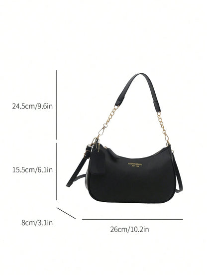 Women's New Fashion Underarm Bag, Shoulder Handbag, High-Quality Lychee Grain Texture, PU Material, Office Small Bag